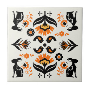 Rosemaling Norsk Folkkunst Kakelplatta