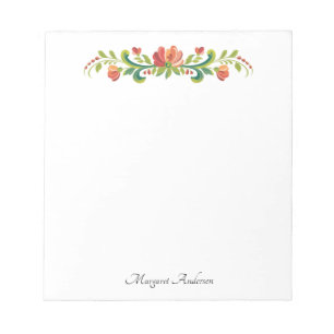 Rosemaling Red and Rosa Anteckningsblock