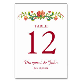 Rosemaling Red and Rosa Bord Card Bordsnummer