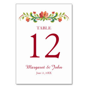 Rosemaling Red and Rosa Bord Card Bordsnummer