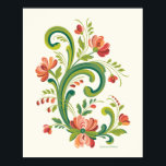 Rosemaling Red and Rosa Poster<br><div class="desc">Detta är en bild som inspirerats av den vackra folkdesignen Rosemaling av Norge.</div>