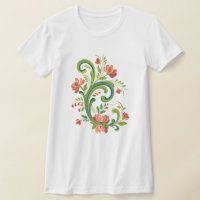 Rosemaling Red and Rosa T-Shirt