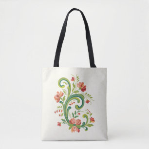 Rosemaling Red and Rosa Tygkasse