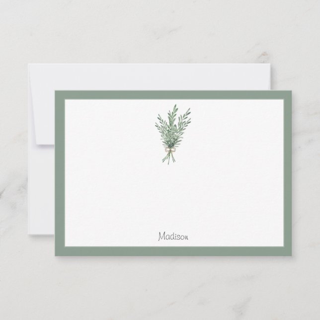 Rosemary Bouquet med Jute Bow Anteckningskort (Framsida)