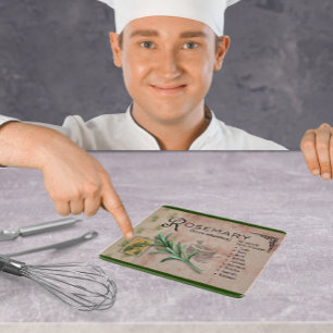 Rosemary Herb Botanical Info Small Cshing Board