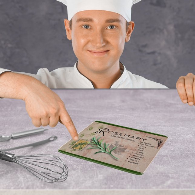 Rosemary Herb Botanical Info Small Cshing Board (Skapare uppladdad)
