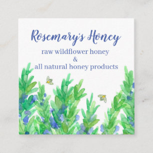 Rosemary Herb Honeybees Watercolor Fyrkantigt Visitkort