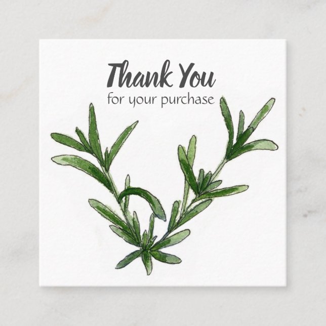 Rosemary Herb Plant Tack till ditt köp Fyrkantigt Visitkort (Framsida)