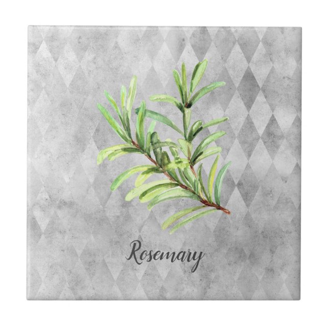 Rosemary Herb Watercolor Kakelplatta (Framsidan)