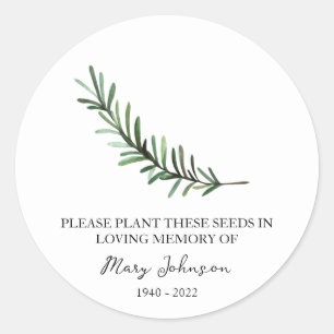 Rosemary Memorial Funeral Seed Packet Runt Klistermärke