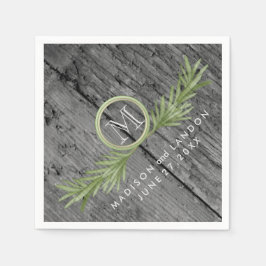 Rosemary och Rustic Wood Bröllop Pappersservett