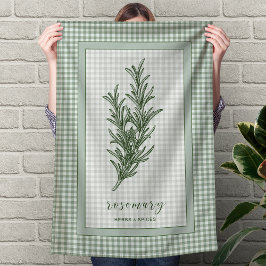 Rosemary ört köksduk – Grön Gingham-kant Kökshandduk