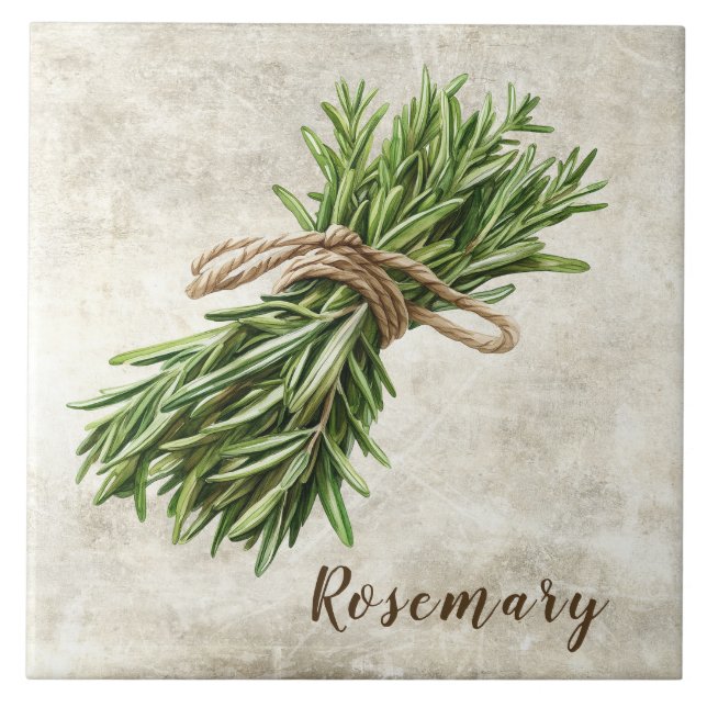 Rosemary Rustic Herbs  Faux Ceramic Tile Kakelplatta (Framsidan)