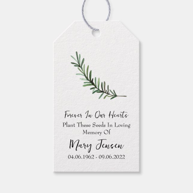 Rosemary Seed Packet Memorial Funeral Presentetikett (Framsidan)