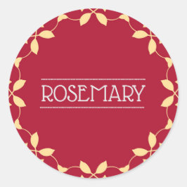 Rosemary Spice Burk Sticker Label Red Runt Klistermärke
