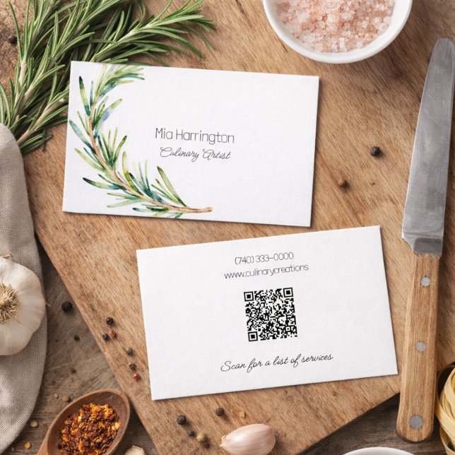 Rosemary Sprig with QR Code Visitkort (Skapare uppladdad)