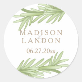 Rosemary Sprigs Herbal Bröllop Namn Runt Klistermärke