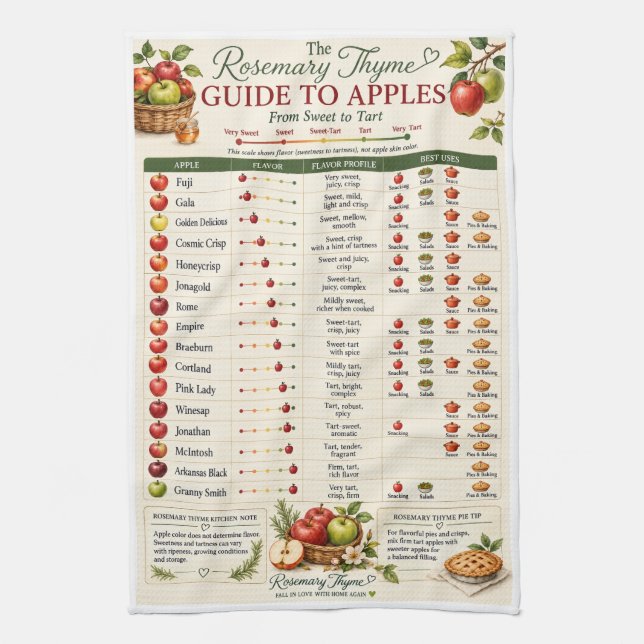 Rosemary Thyme Guide till Äpplen Kökshandduk (Vertikal)