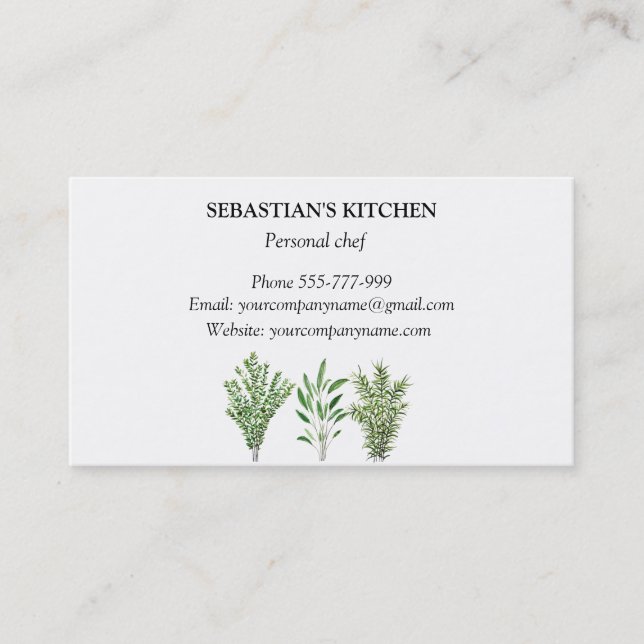 Rosemary Thyme Sage Örters Culinary Chef Pots Visitkort (Framsida)