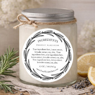 Rosemarykrans Ingredienser Produktetikett Klisterm Runt Klistermärke