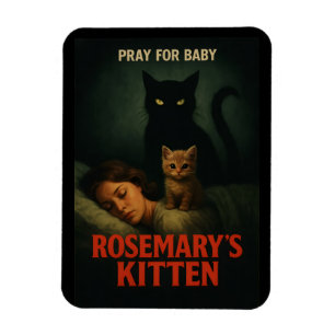 Rosemarys Kittel – Vintage Skräck Kattparodi Magnet