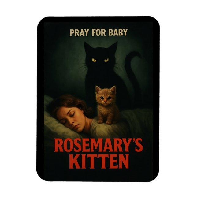 Rosemarys Kittel – Vintage Skräck Kattparodi Magnet (Vertikal)