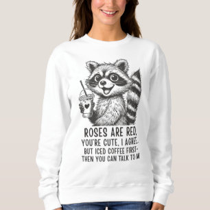 Rosen är röd, iskaffe är livet - Söt tvättbjörn T Shirt