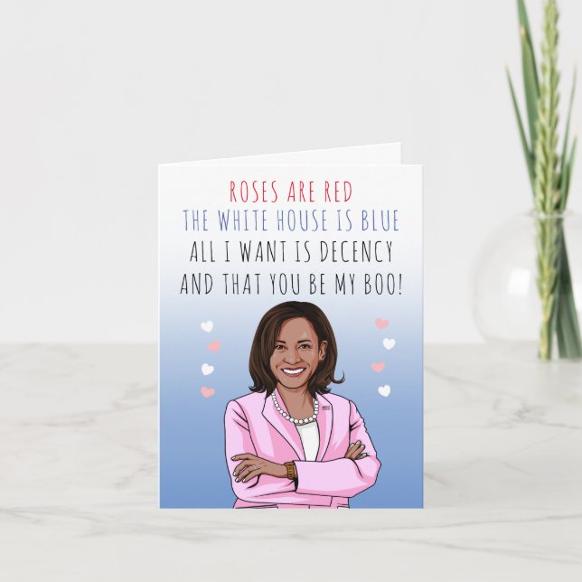 Rosen är röd Vita huset är blått Alla hjärtans dag Kort (Framsida)