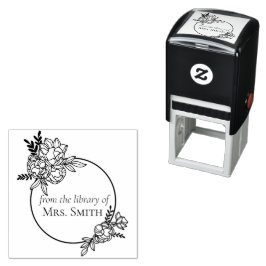 Rosen Blommig Ram Från Biblioteket Av Självfärgande Stämpel