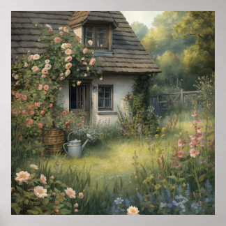 Rosen Cottage Trädgårdsmålning Poster