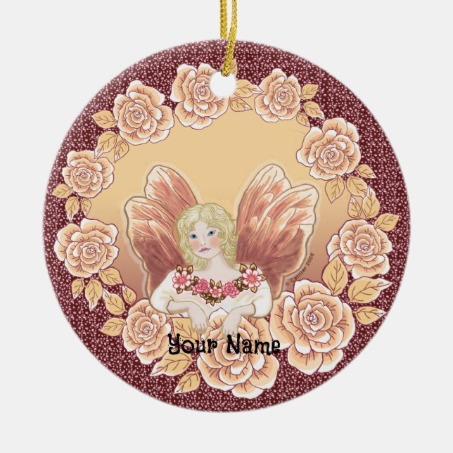 Rosen Fe-ring älv-ornament Julgransprydnad Keramik (Framsidan)
