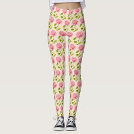 Rosen Muster rosa pink Leggings