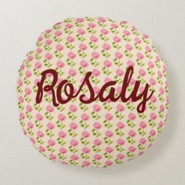 Rosen Muster rosa pink Rund Kudde