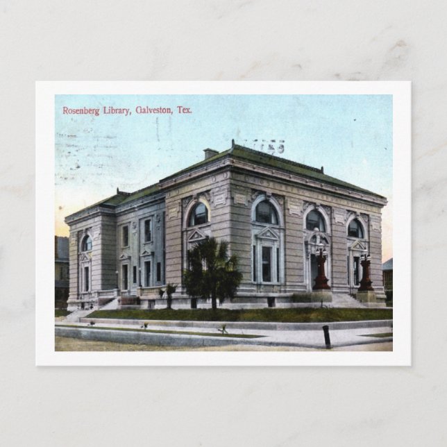 Rosenberg Bibliotek, Galveston, TX 1907 Vintage Vykort (Framsida)