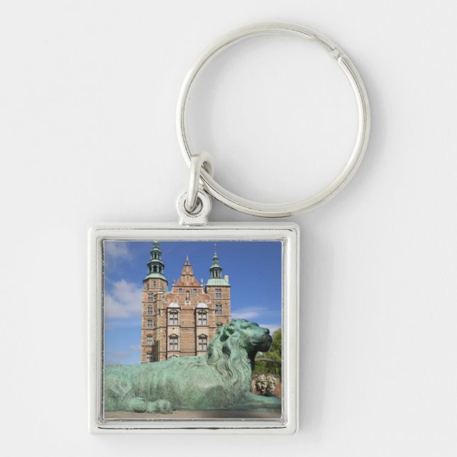 Rosenborgs slott, Köpenhamn, Danmark Fyrkantig Silverfärgad Nyckelring (Framsidan)