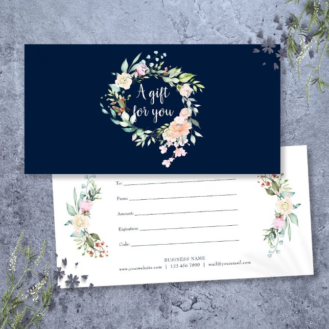Rosengirlang vattenteckning blommig presentkort (Roses Garland Watercolor Floral Gift Certificate)