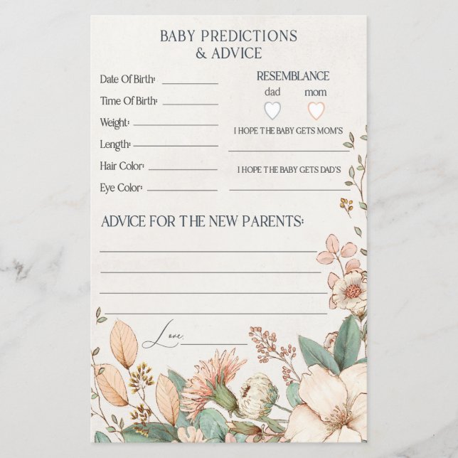 rosenknopp baby shower rådkort och gratulationer k (Framsida)