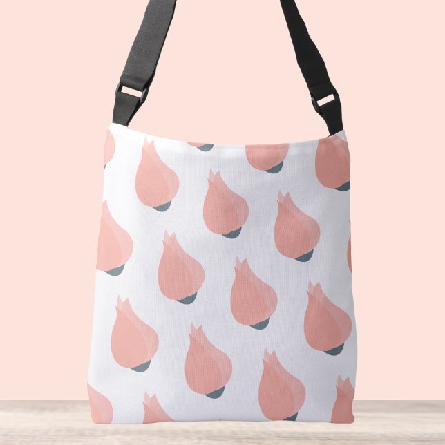 Rosenknopp Crossbody Bag Tote Axelväska (Pink rose bug crossbody tote bag.)