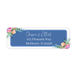 Rosenknopp för Rosa av blå Elegant Returadress Etikett