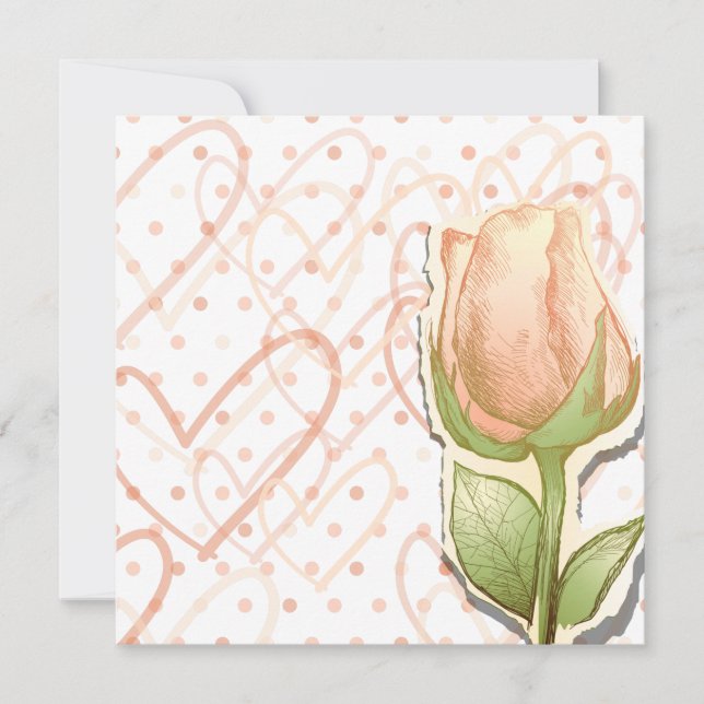 rosenknopp för vintage, inbjudan (Framsida)