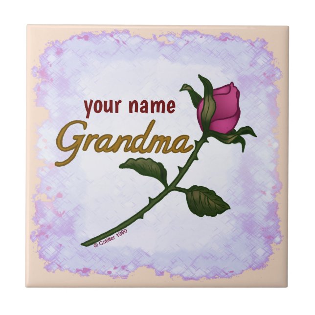 Rosenknopp Grandma Kakelplatta (Framsidan)