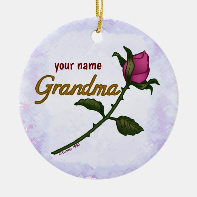 Rosenknopp Grandma-ornament Julgransprydnad Keramik (Framsidan)