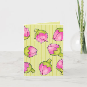Rosenknopp Joy grönt mönster Note Card Kort