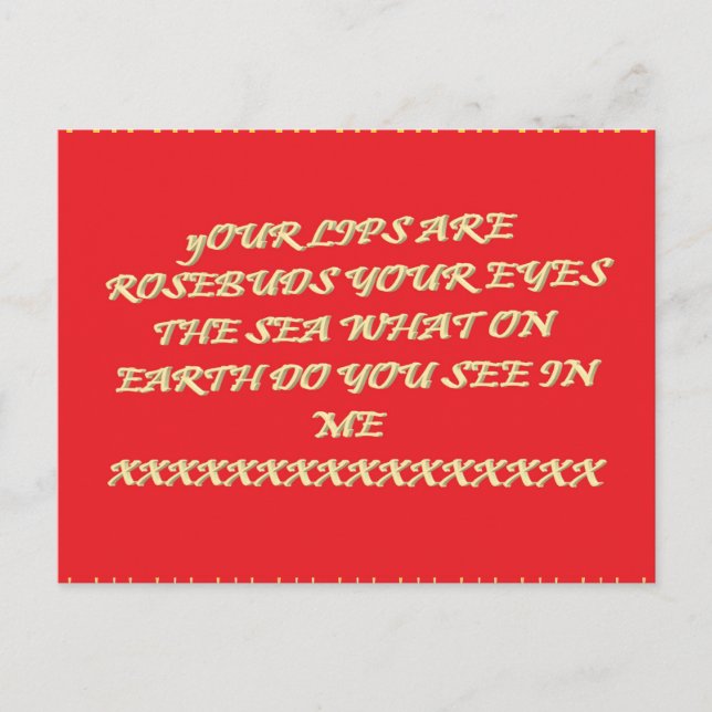Rosenknopp läppar ögon som havet romantik Valentin Vykort (Framsida)
