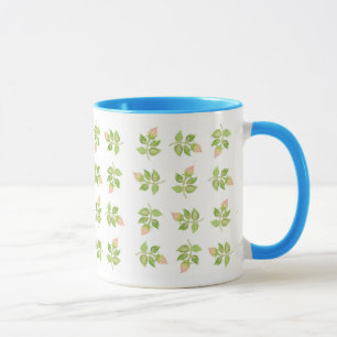 Rosenknopp Mini-print Rosa Blue White Ringer Mugg