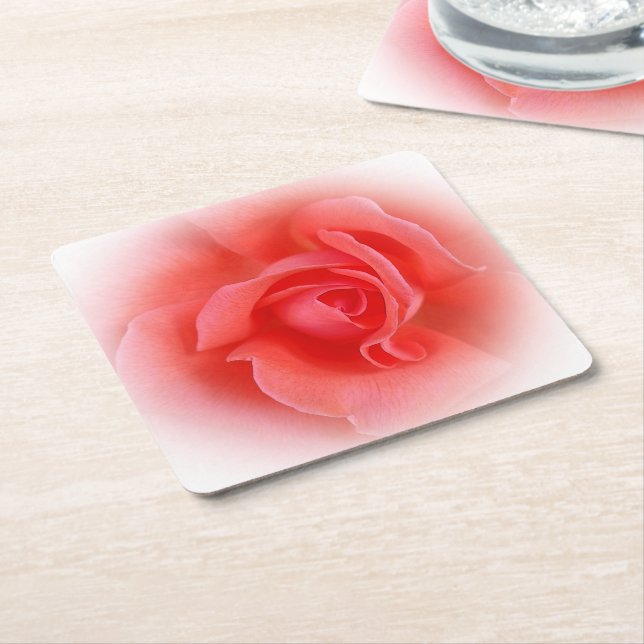 rosenkorallros underlägg papper kvadrat (Vinklad)