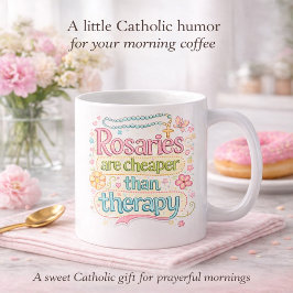 Rosenkransar Är Billigare Än Terapi Katolsk humor Kaffemugg