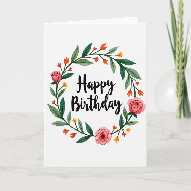 Rosenkranse Födelsedags Kort (Framsida)