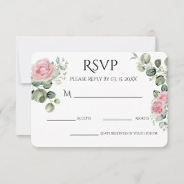 Rosenskär akvarellblomma för förlovningsfest OSA kort