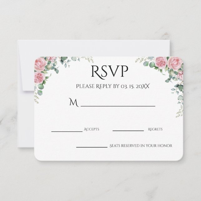 Rosenskär akvarellblomma till engagemangsfest OSA kort (Framsida)